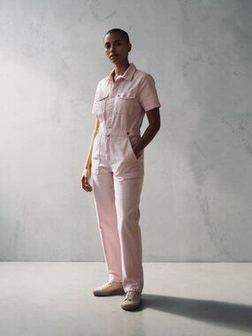 Women’s Short Sleeve Slim Fit Jumpsuit Pink Size Small